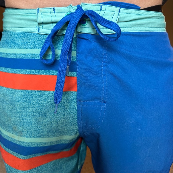 Red Camel Men's Blue Orange Bathing Suit Drawstring Shorts Size 30 - Picture 7 of 10